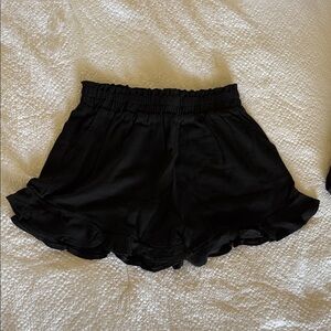 Pink Lily Black High Waist Ruffle Shorts